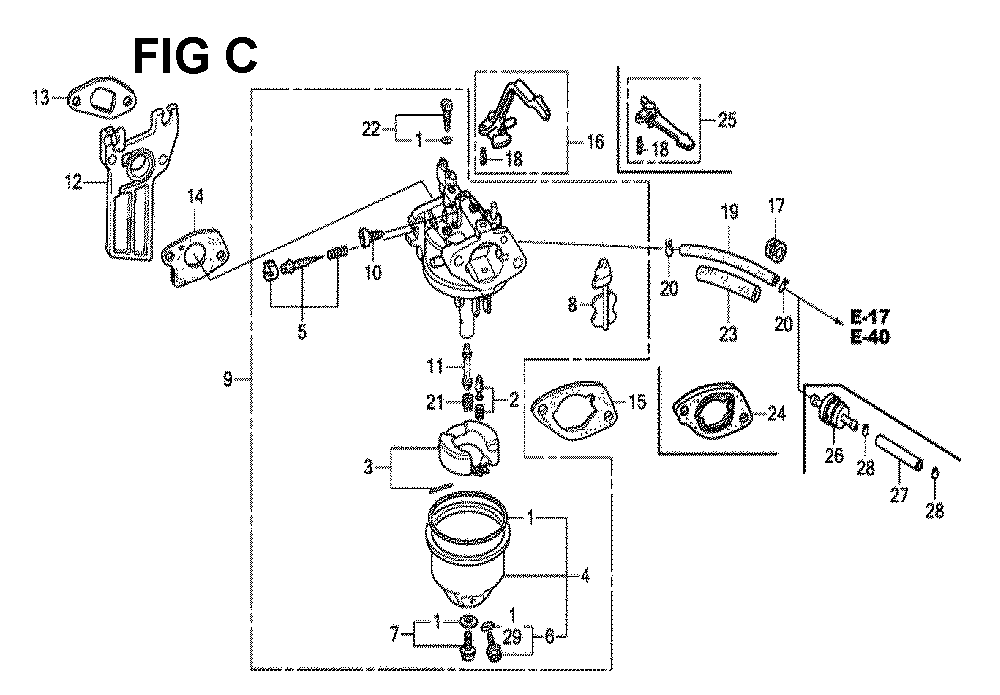 Fig-11 Diagram and Parts List for GX160H1 Type VPM6 Honda Engine