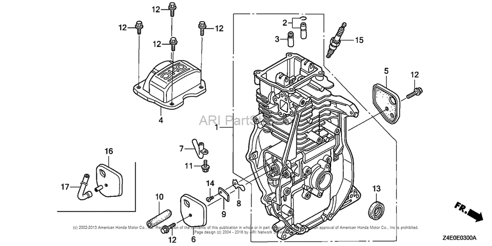 Cylinder Barrel Diagram and Parts List for GX100U (typeKRB5)(GCAGK-1000001) Honda Engine