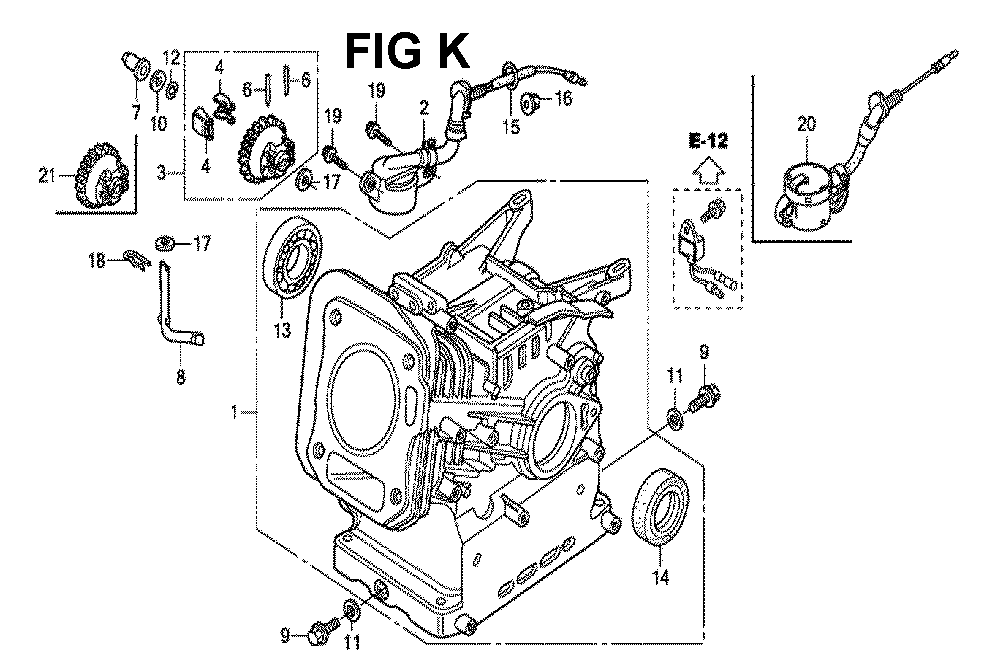 Fig-15 Diagram and Parts List for GX160H1 Type SX3 Honda Engine