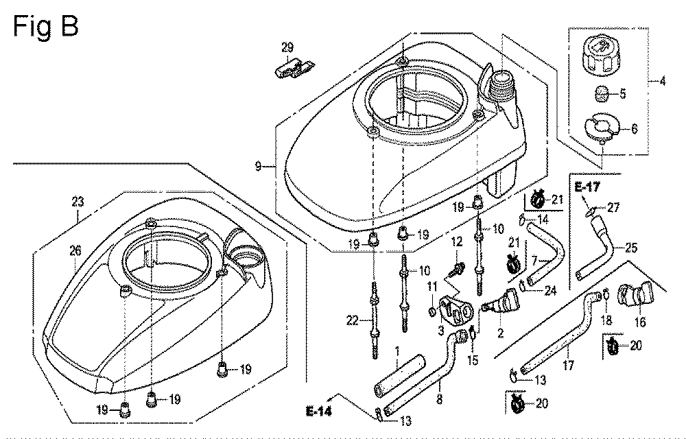 Fig-2 Diagram and Parts List for GSV190A Type N2U Honda Engine