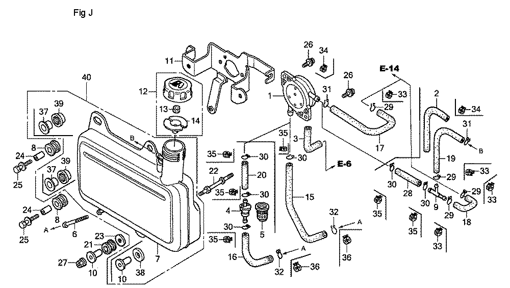 Fig-10 Diagram and Parts List for GC190A Type QEAF Honda Engine