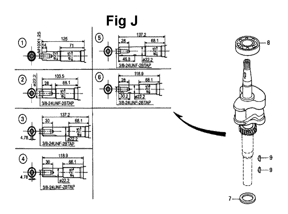 Fig-10 Diagram and Parts List for GXV140 Type A1KS Honda Engine