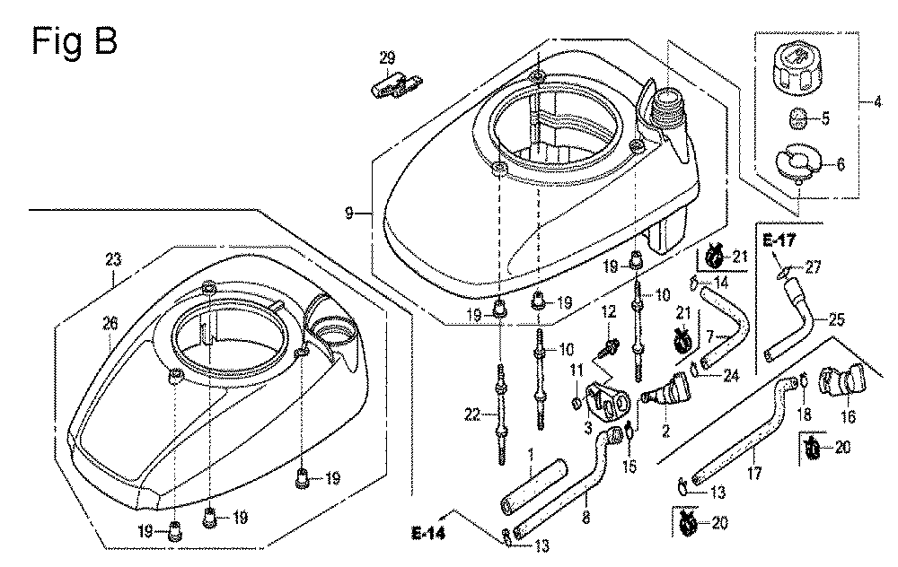 Fig-2 Diagram and Parts List for GSV190A Type A4G7 Honda Engine