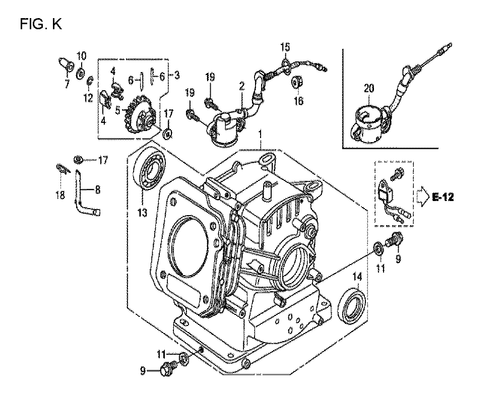 Fig-11 Diagram and Parts List for GX120T1 Type QH26 Honda Engine