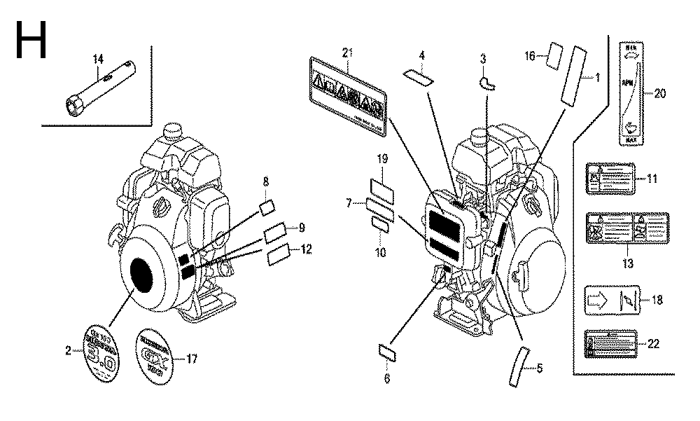 Fig-8 Diagram and Parts List for GX100 Type SA2 Honda Engine