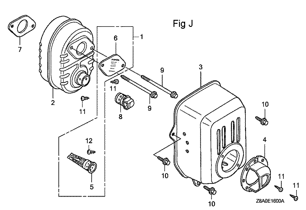 Fig-10 Diagram and Parts List for GC160LA Type QHA Honda Engine