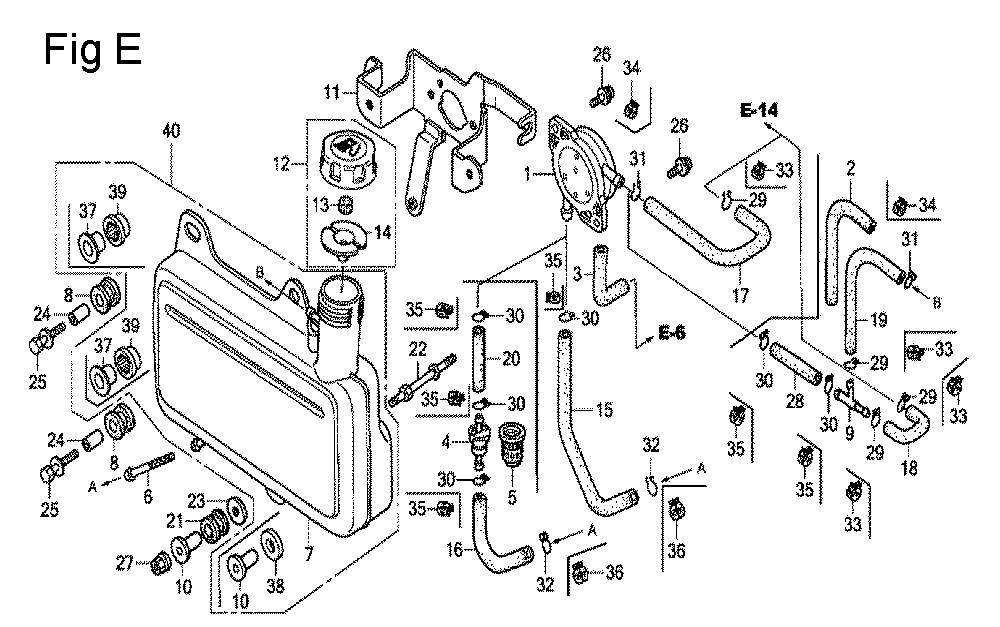 Fig-5 Diagram and Parts List for GC190A Type SHE1 Honda Engine