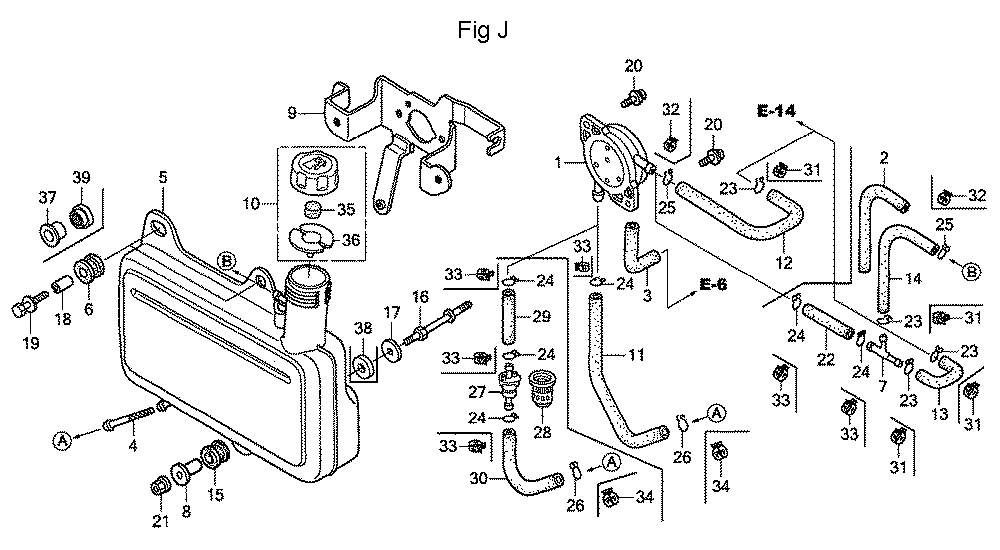 Fig-10 Diagram and Parts List for GC160A Type QEA2 Honda Engine