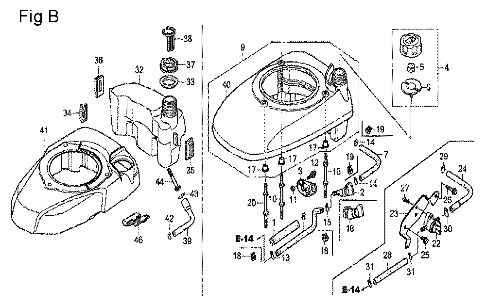 Fig-2 Diagram and Parts List for GCV190A Type A1AF Honda Engine