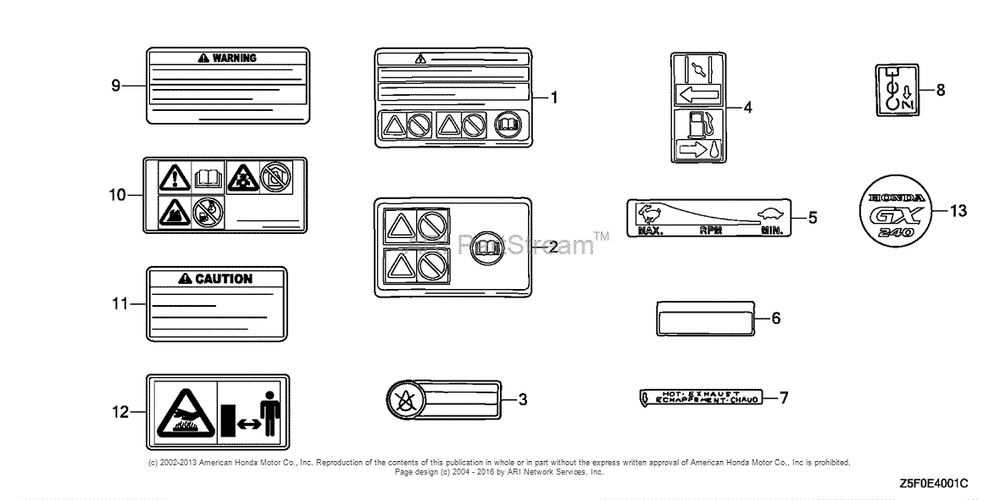 Other Parts (2) Diagram and Parts List for GX240U2 (typeQA2)(GCBPK-1000001) Honda Engine