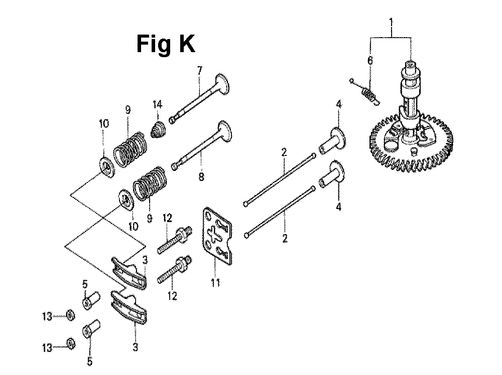 Fig-11 Diagram and Parts List for GXV160K1 Type N62 Honda Engine