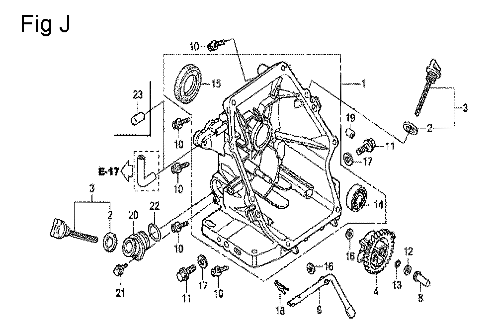 Fig-10 Diagram and Parts List for GC135 Type WME1 Honda Engine