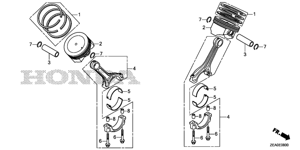 Piston Diagram and Parts List for GX700IRHX (Type BXF)(GCAUH-1000001-9999999) Honda Engine
