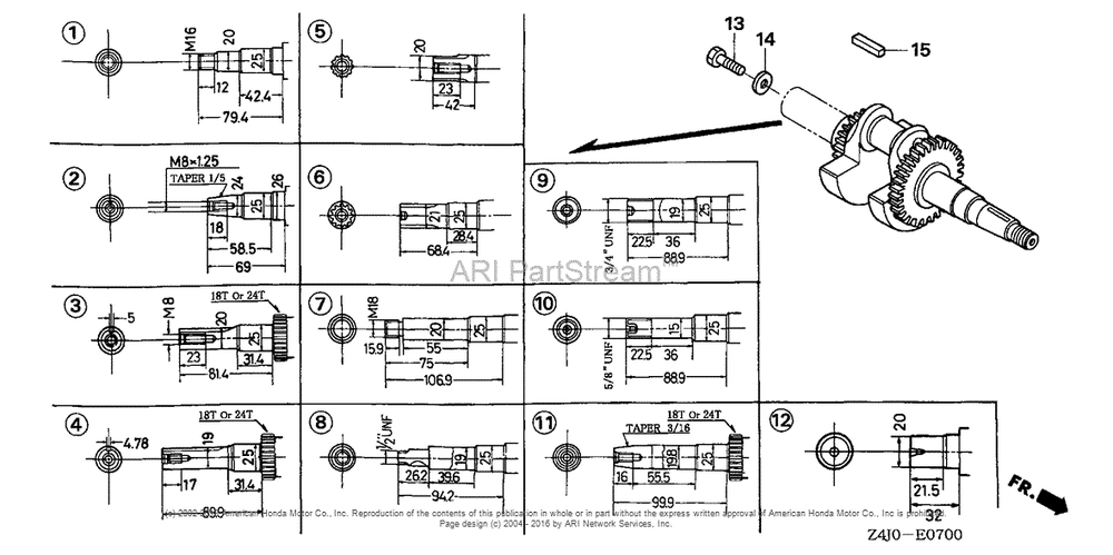 Crankshaft Diagram and Parts List for GX160U1 (typeWME4)(GCACK-1000001) Honda Engine