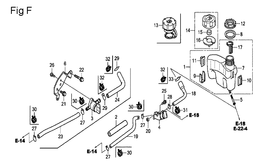 Fig-6 Diagram and Parts List for GCV160LA0 Type S1A Honda Engine