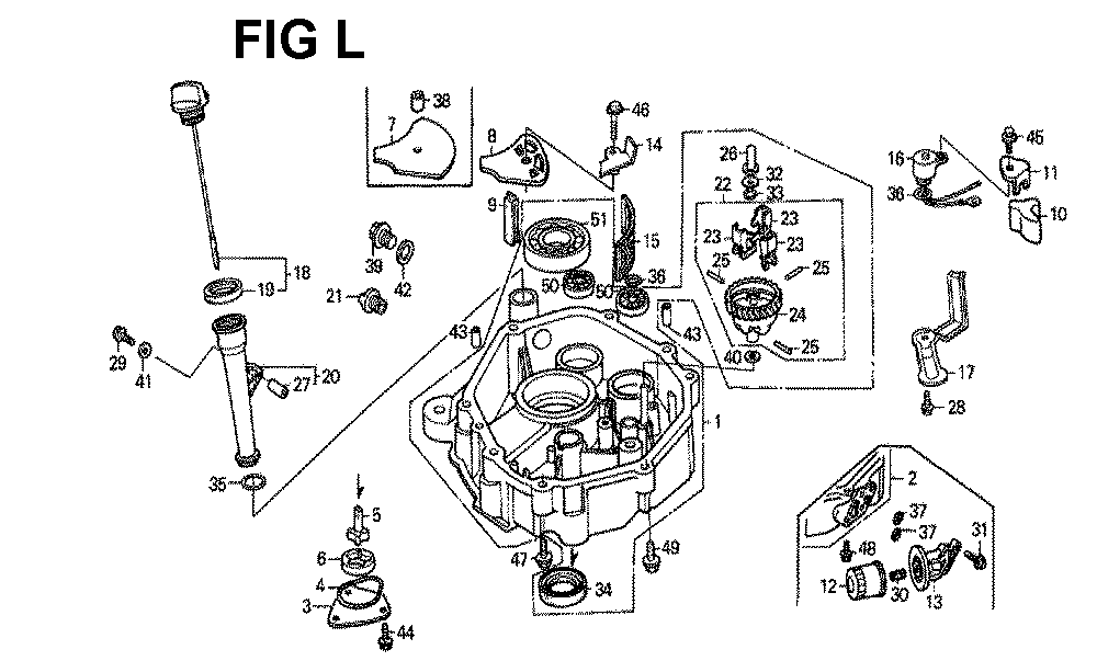 Fig-13 Diagram and Parts List for GXV340 Type DX2 Honda Engine