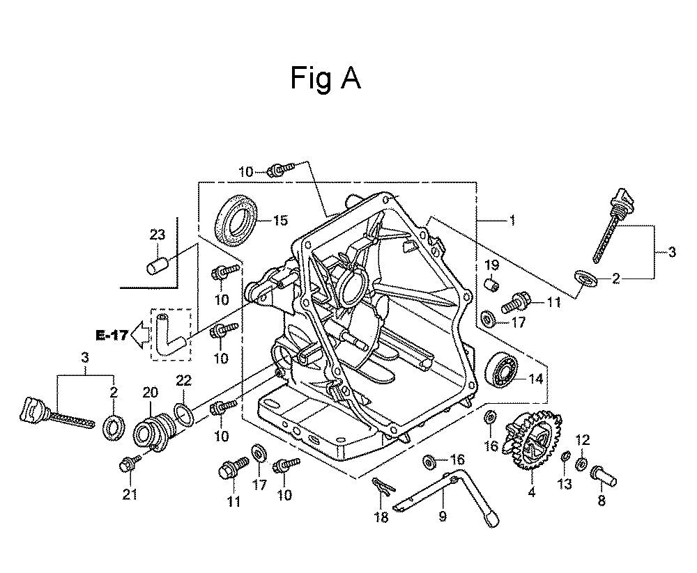 Fig-1 Diagram and Parts List for GC135 Type QHA2 Honda Engine
