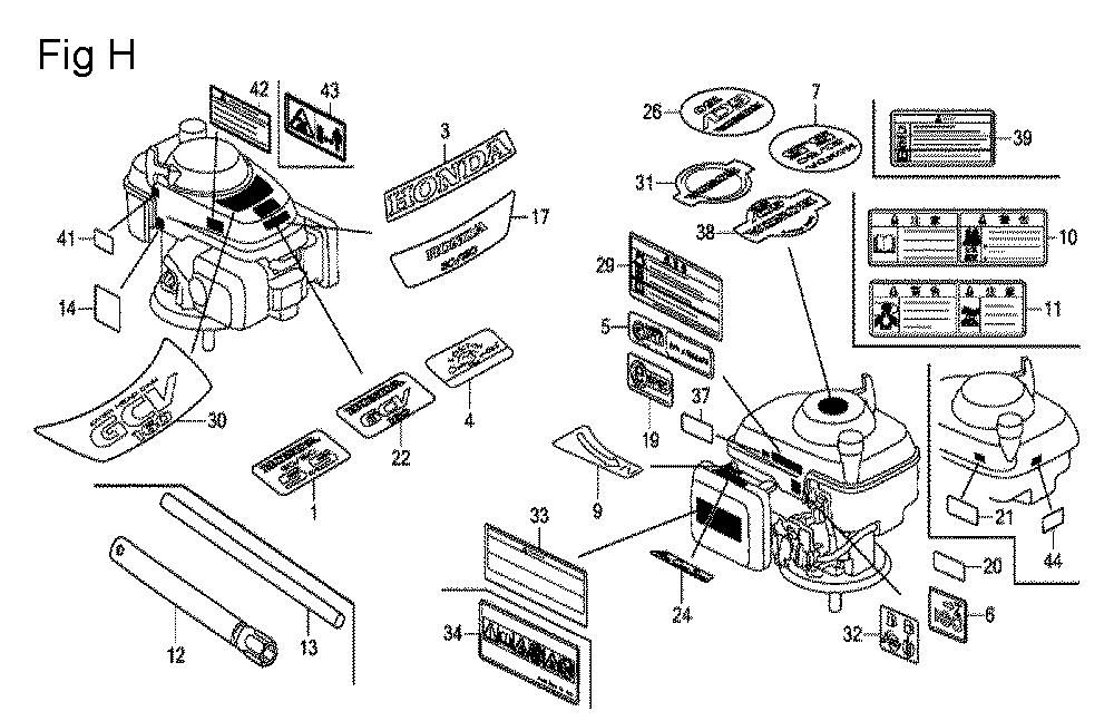 Fig-8 Diagram and Parts List for GCV160A Type A2R Honda Engine