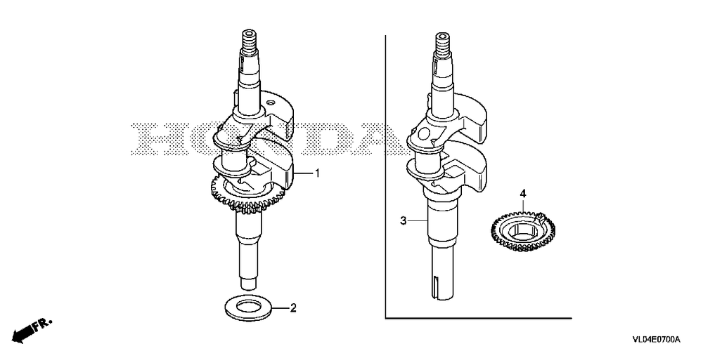 Crankshaft Diagram and Parts List for HRR216K10 (Type  VLAA)(MZCG-1140001 - 1660000) Honda Lawn Mower