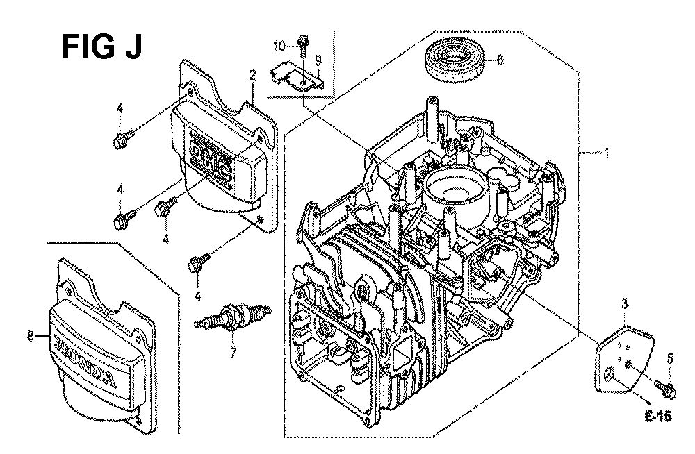 Fig-10 Diagram and Parts List for GCV190LA Type N5RB Honda Engine