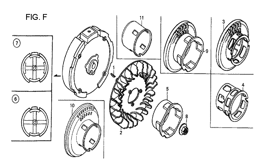 Fig-6 Diagram and Parts List for GX120T1 Type TXBR Honda Engine