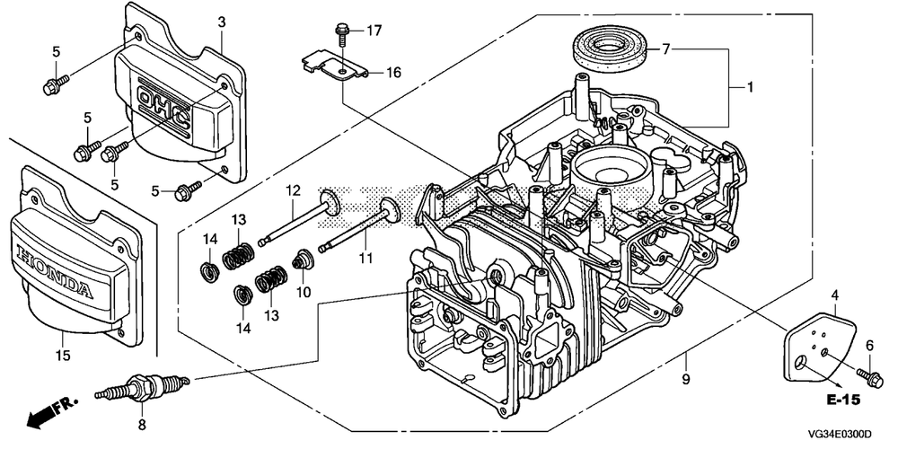 Cylinder Barrel Diagram and Parts List for HRS216K7 (Type  VKAA)(MZBZ-6580001 - 9999999) Honda Lawn Mower