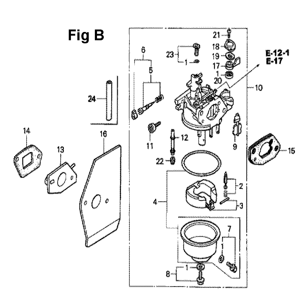 Fig-7 Diagram and Parts List for GXV160K1 Type N62 Honda Engine