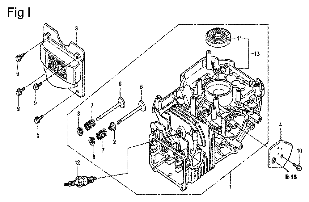 Fig-9 Diagram and Parts List for GCV135 Type A1A Honda Engine