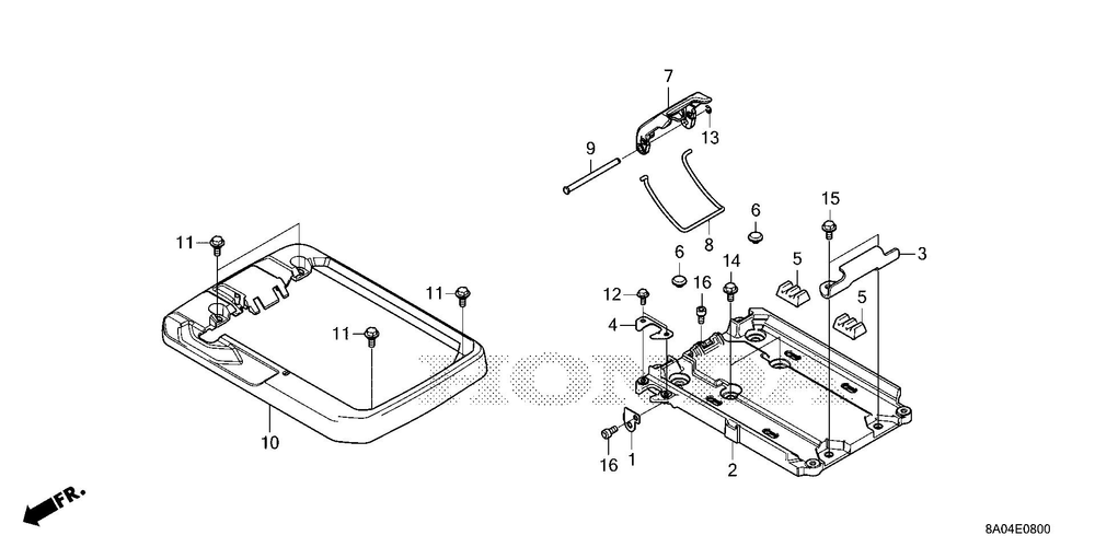 Battery Tray Diagram and Parts List for GXE20H (Type S3)(GMABK-1000001-9999999) Honda Engine