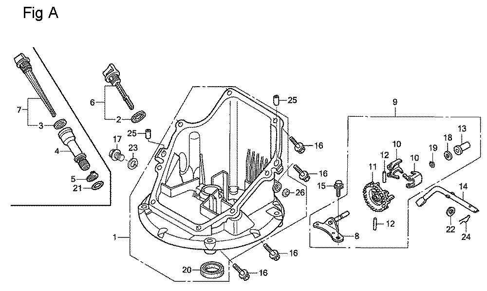 Fig-1 Diagram and Parts List for GSV190A Type A1C Honda Engine