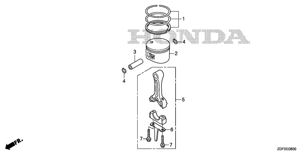 Piston - Connecting Rod Diagram and Parts List for GXH50UTX (Type QXB4)(GCBYT-2000001-9999999) Honda Engine