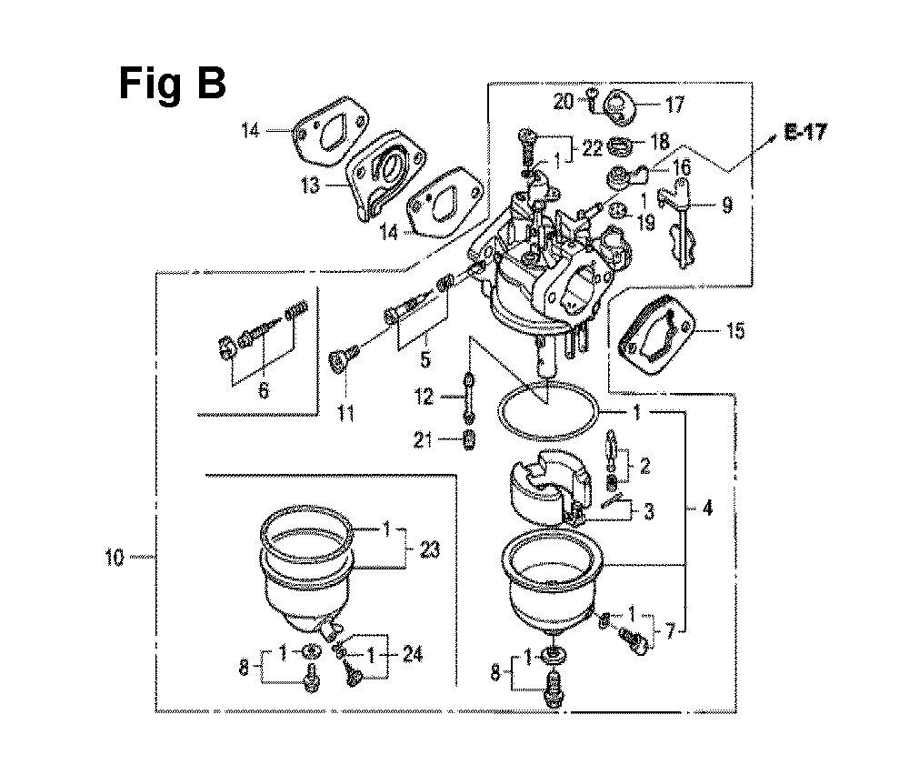 Fig-13 Diagram and Parts List for GXV120 Type N2TA Honda Engine