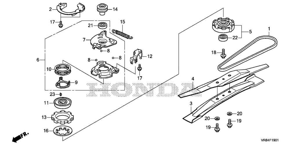 Rotary Blade (2) Diagram and Parts List for HRN216 (Type  VYAA)(MANA-1000001 - 9999999) Honda Lawn Mower