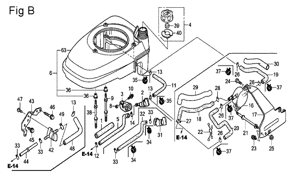 Fig-2 Diagram and Parts List for GCV160A Type N5AF Honda Engine