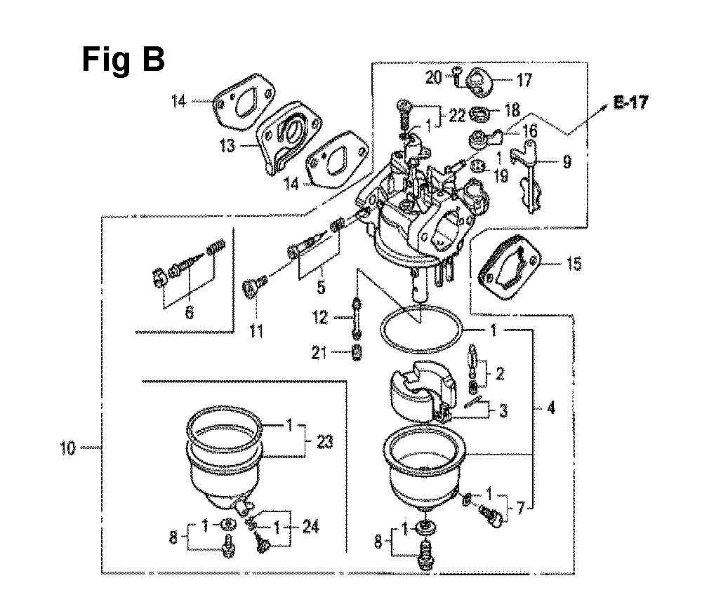 Fig-11 Diagram and Parts List for GXV120 Type P Honda Engine