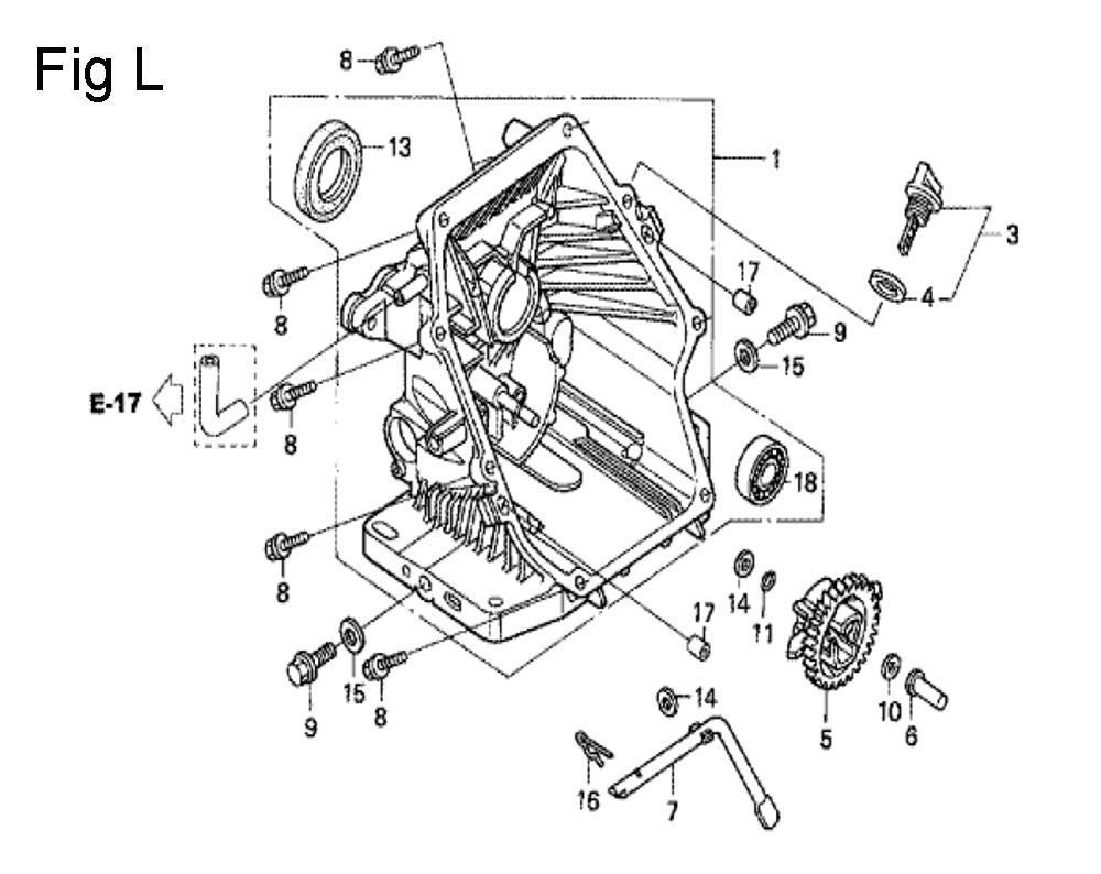 Fig-7 Diagram and Parts List for GC190A Type VXA Honda Engine