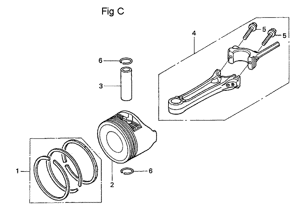 Fig-3 Diagram and Parts List for GSV190A Type A1AE Honda Engine
