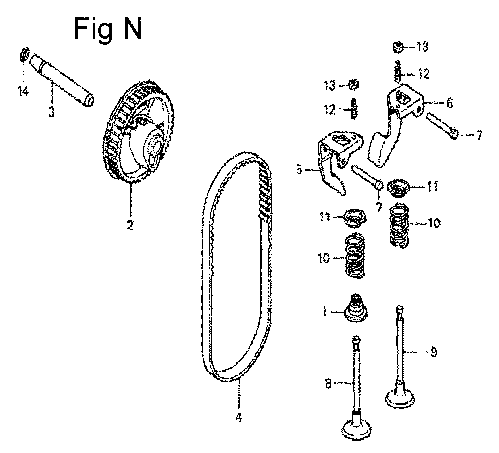 Fig-14 Diagram and Parts List for GC190A Type QHP7 Honda Engine