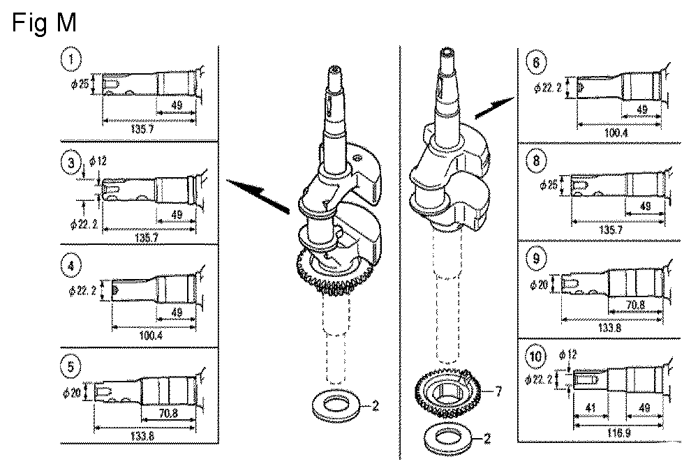 Fig-13 Diagram and Parts List for GCV190LA Type N1A Honda Engine