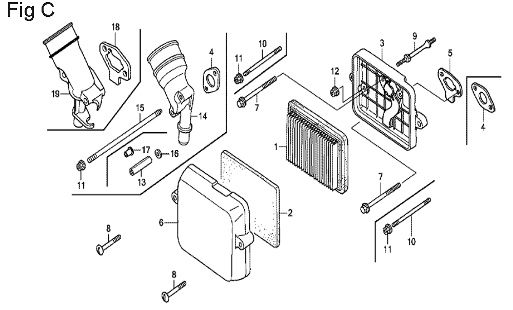 Fig-3 Diagram and Parts List for GX100U Type SE Honda Engine