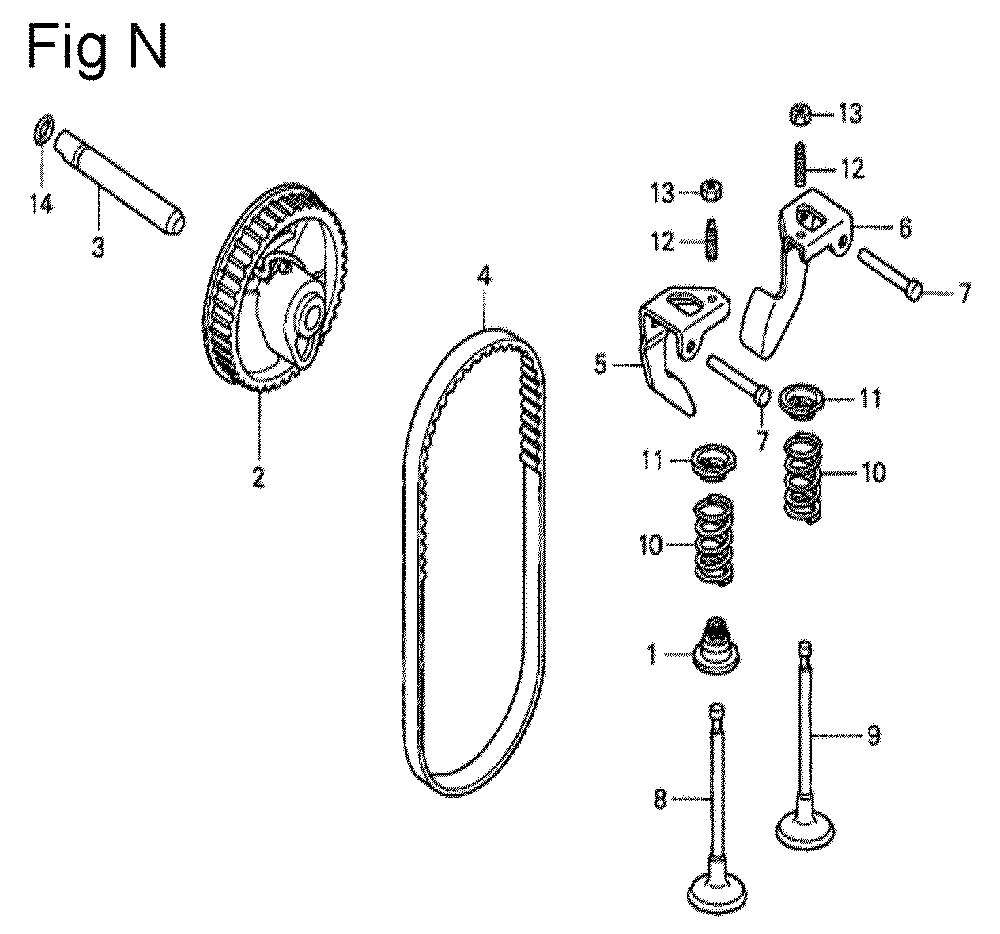 Fig-14 Diagram and Parts List for GS190A Type VXE Honda Engine