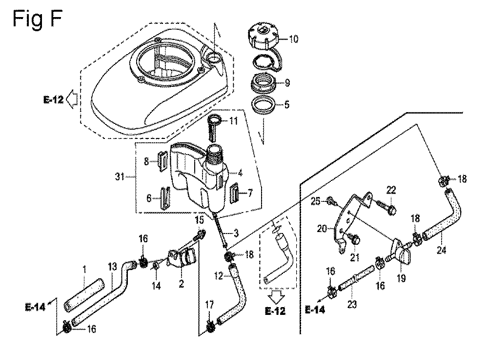 Fig-6 Diagram and Parts List for GSV190A Type N2G7 Honda Engine