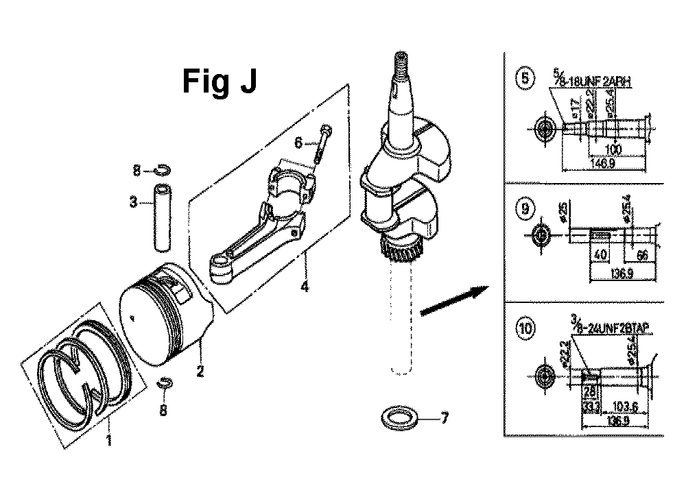 Fig-8 Diagram and Parts List for GXV160A1 Type A12 Honda Engine