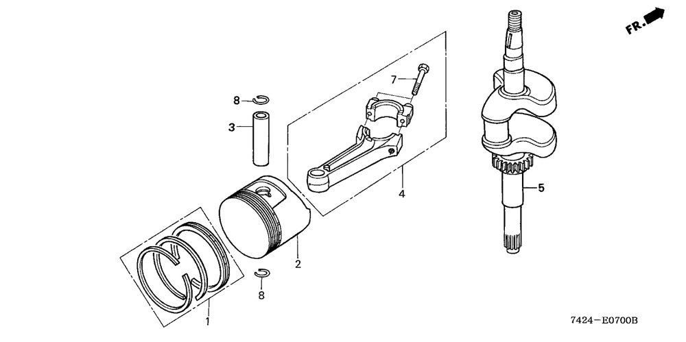 Piston-Crankshaft Diagram and Parts List for HP400K3 (Type  BA/C)(NAA-2800448 - 9999999) Honda Lawn Tractor Accessories