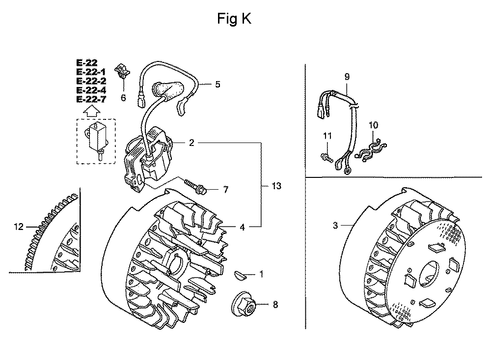 Fig-11 Diagram and Parts List for GC160 Type VHA Honda Engine