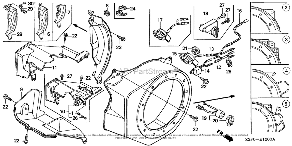 Fan Cover Diagram and Parts List for GX160K1 (typeQX/B)(GCAAK-1000001) Honda Engine