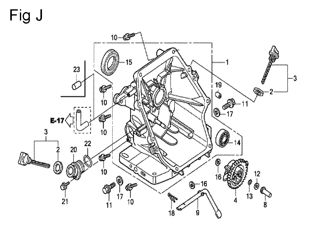Fig-10 Diagram and Parts List for GC160 Type QHE1 Honda Engine