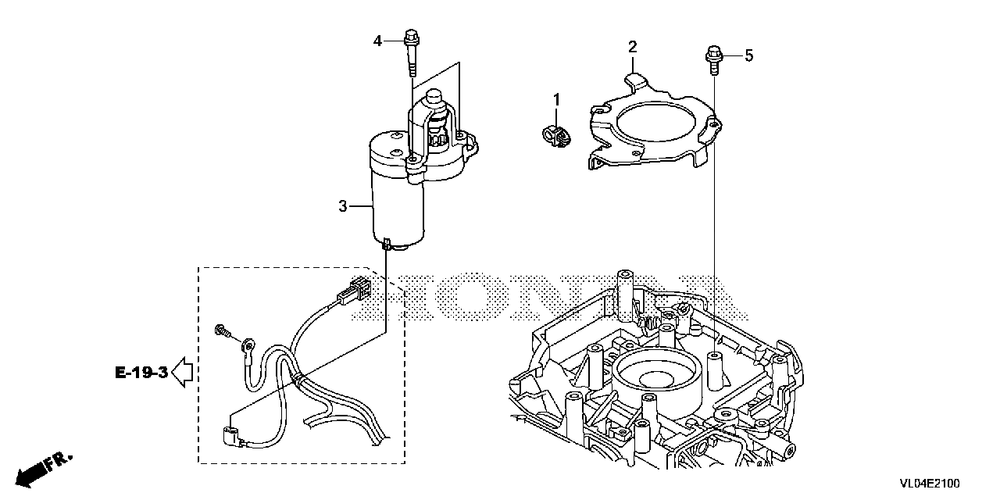 Starter Motor Diagram and Parts List for HRR216K10 (Type  VLAA)(MZCG-1140001 - 1660000) Honda Lawn Mower