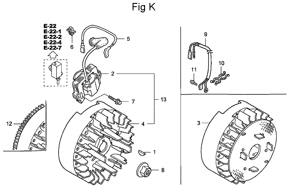 Fig-11 Diagram and Parts List for GC160A Type QBC Honda Engine