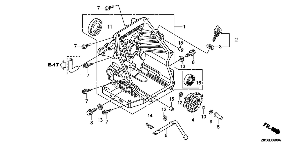 Oil Pan Diagram and Parts List for GC190LAX (Type QHGF)(GCAAA-3723287-9999999) Honda Engine